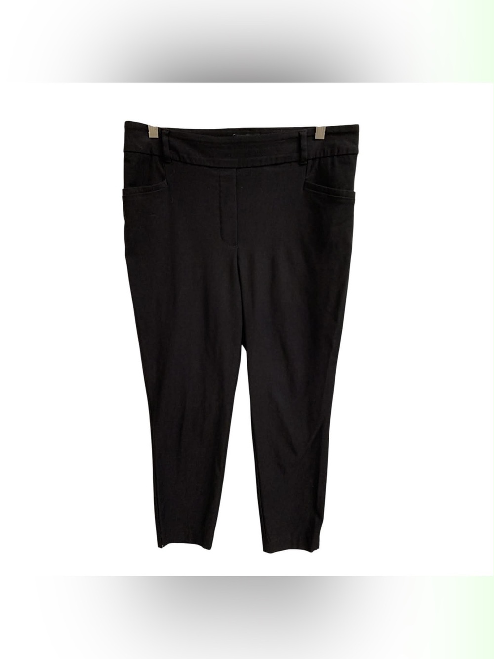 Reitmans Black Pull-On Cropped Slim Pants Size L